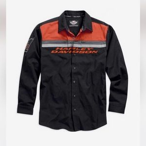 Harley Davidson mens colorblock long sleeve woven shirt